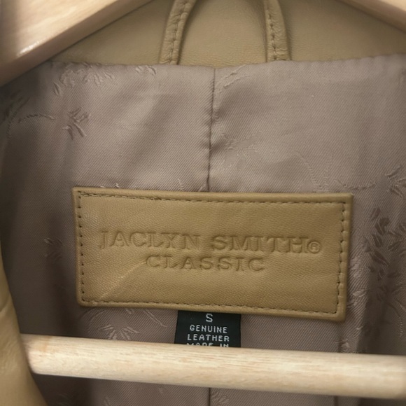 JACLYN SMITH Vintage Classic Leather Jacket | Tan, Beige | Winter Blazer | Flaws - Picture 6 of 13